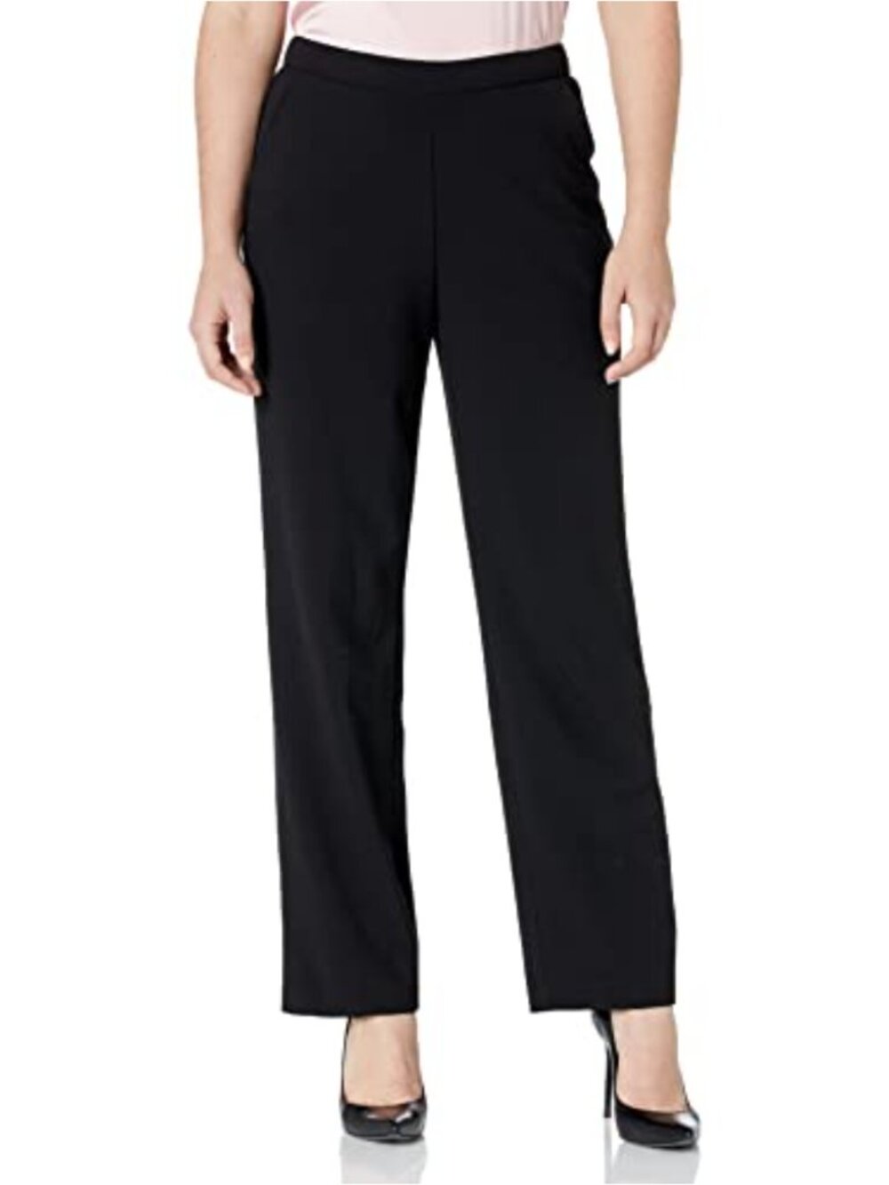 Women's Plus Size Flat Front Straight Leg Dress Pants Pull On